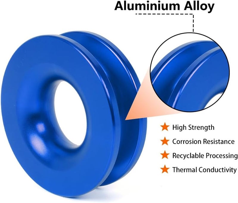 BARTOO Winch Snatch Recovery Ring 66,000 lbs, Snatch Towing Ring for Soft Shackle & Synthetic Rope, Winch Snatch for ATV UTV SUV Off-Road Vehicle, Blue - Image 3